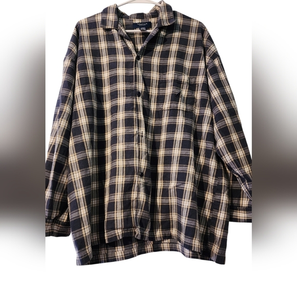 Nautica Sleepwear Plaid Button-Front Shirt - Size: XL - Picture 1 of 5